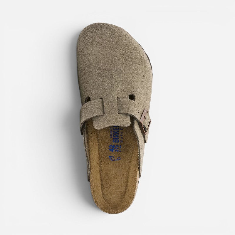 Unisex Boston Soft Footbed Suede Leather Taupe
