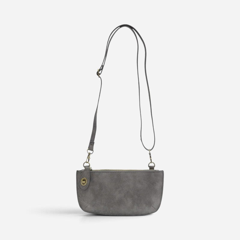 Faux Suede Mini Crossbody Wristlet Clutch Shadow