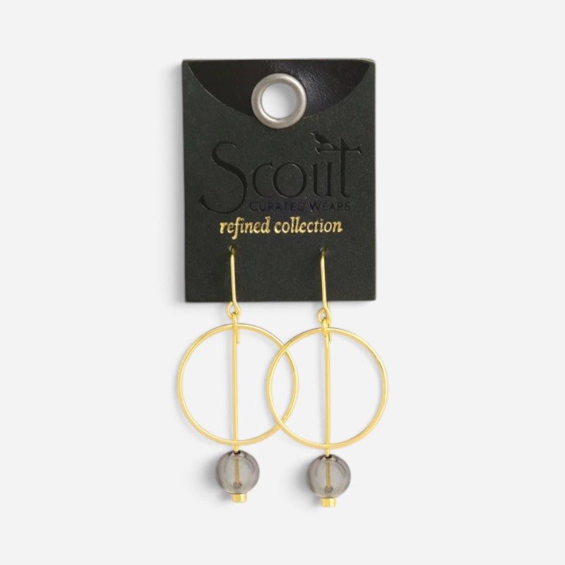 Refined Glass Drop Earrings Smoke/Gold