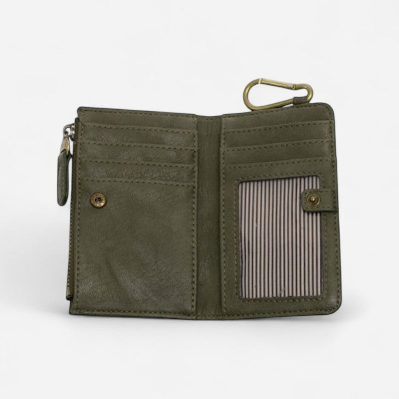 Bobbie Bifold Wallet With Carabiner Dark Basil