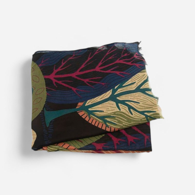 180X86 Scarf Jewel Tone Multi Trees