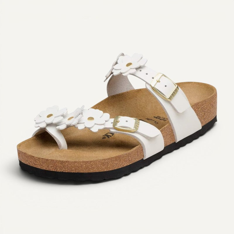 Mayari Flowers Leather White Regular
