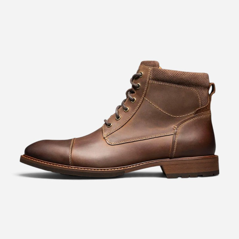 Men's Lodge Cap Toe Lace Up Boot Brown Crazy Horse