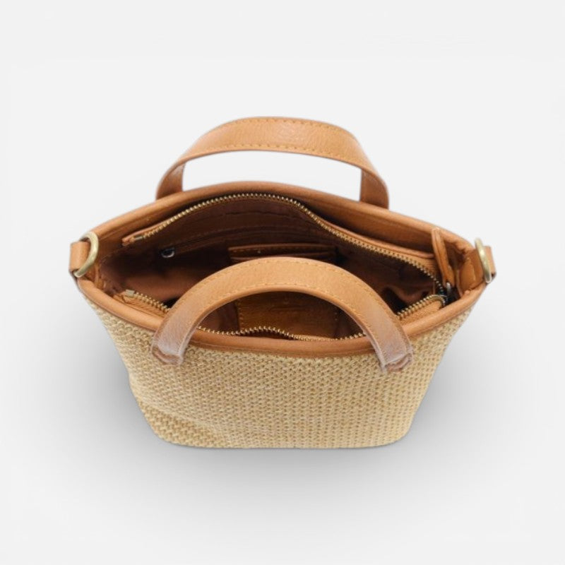 Mini Bucket Crossbody Straw Natural