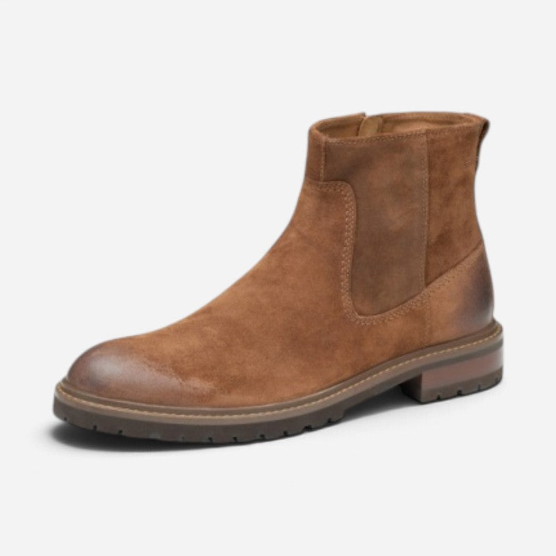 Men's Barrett Zip Boot Brown Waxed Suede