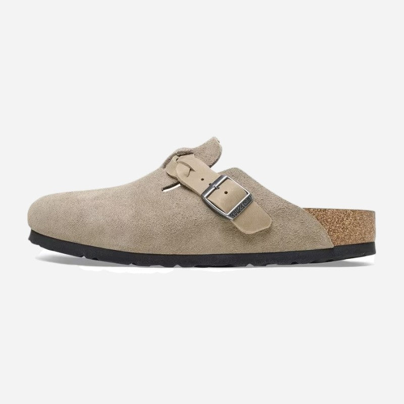 Boston Braided Taupe Suede Leather Narrow