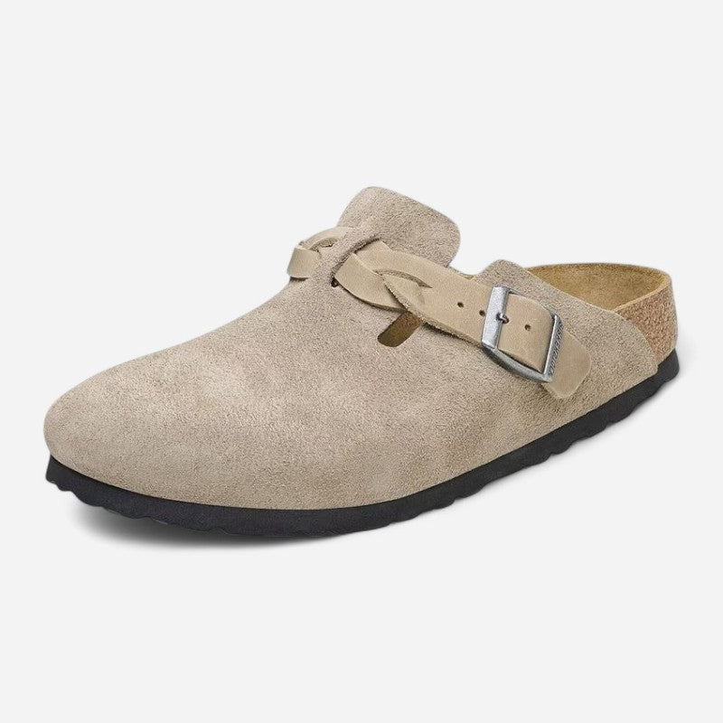 Boston Braided Taupe Suede Leather Narrow
