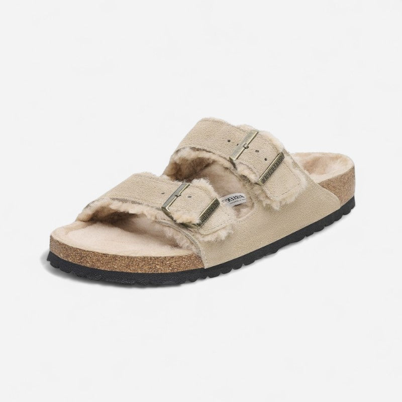 Arizona Shearling Taupe Suede Leather Narrow