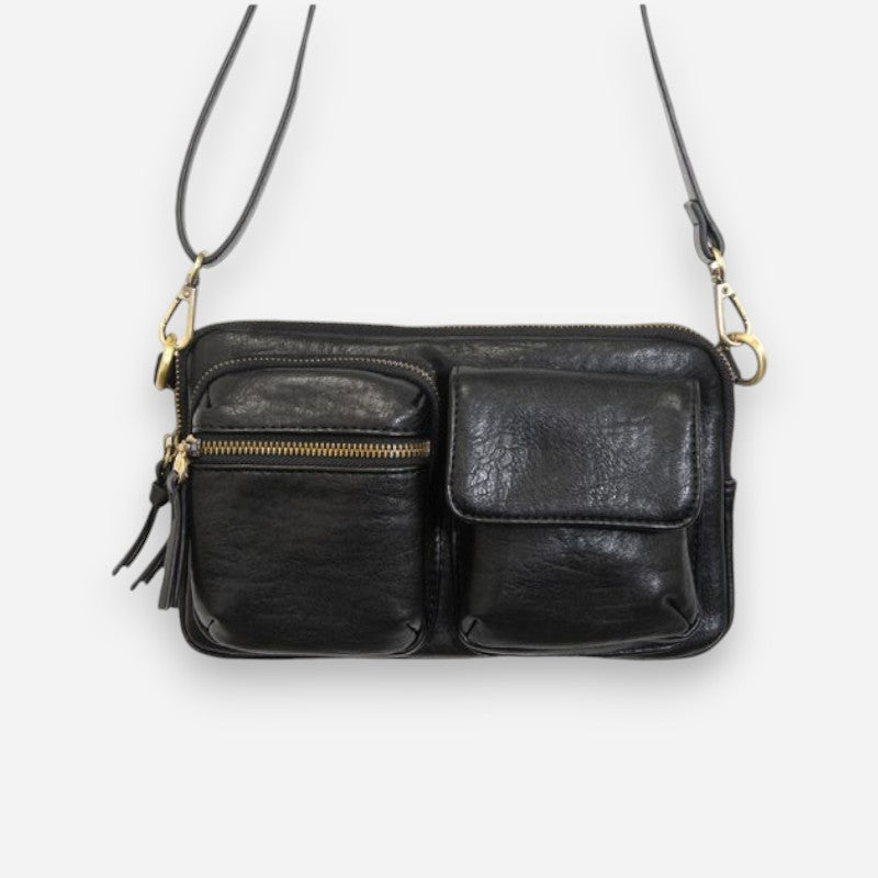 Kendra Cargo Pocket Sling Crossbody Black