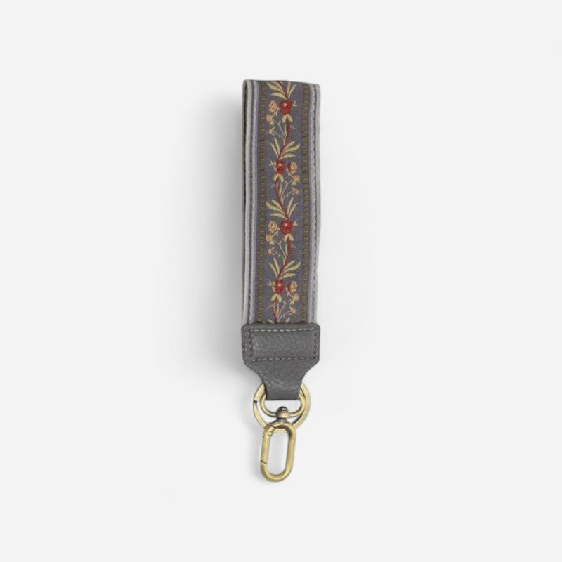 1.5 Floral Swag Wristlet Keychain Grey"
