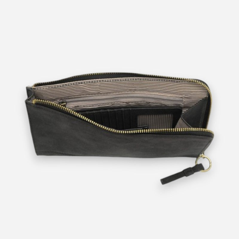 Karina Convertible Wristlet & Wallet Black Faux Suede