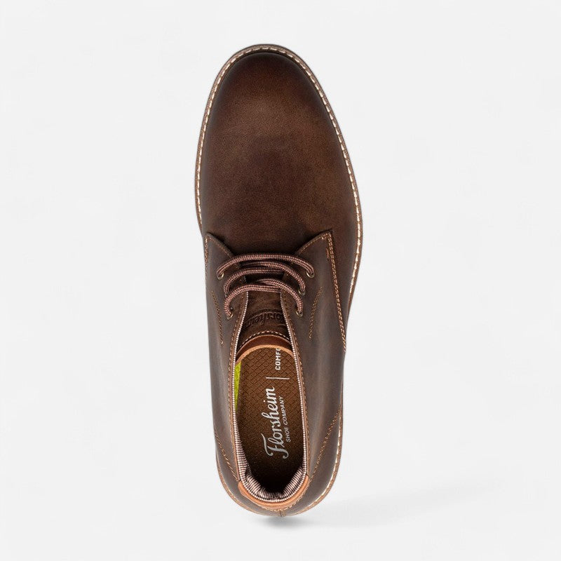 Men's Vibe Plain Toe Chukka Boot Brown Charcoal /Cognac Smooth W/White Sole