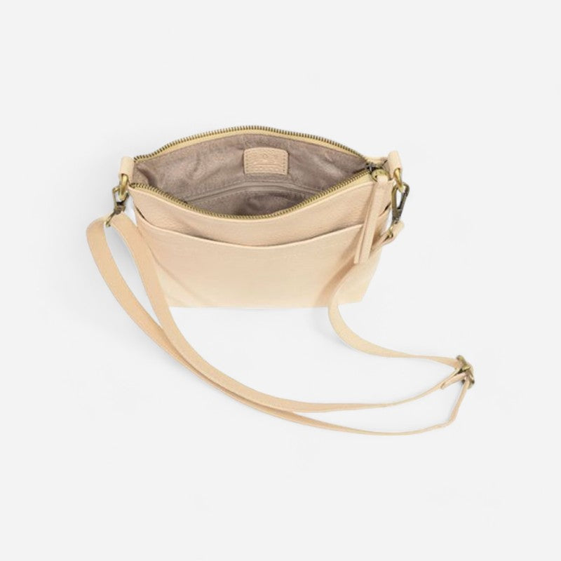 Layla Top Zip Crossbody Bag Alabaster